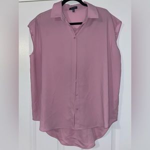 Pink button up blouse with collar // size 1X